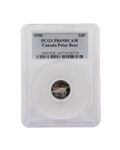 1990 Canada $30 Polar Bear Platinum Proof Coin PCGS PR69DCAM