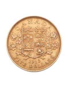 1912 Canada $5 gold coin  a/EF