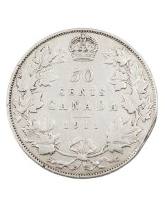 1911 Canada 50 cents VG rim damage