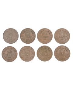 Canada 8 x key date cents 1922 1923 1924 1925 1926 1927 1930 1931 VG