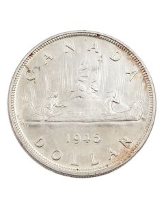 1946 Canada silver dollar AU small rim nick