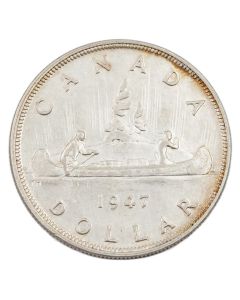1947 Blunt-7 Canada silver $1 dollar a/EF
