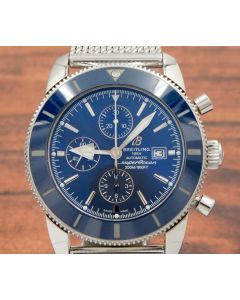 Breitling Superocean A13312 Blue Dial Mesh Bracelet Automatic Mens Watch