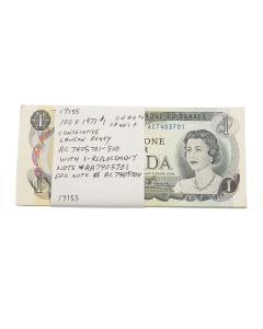 100 x Canada 1973 $1 dollar consecutive Lawson Bouey AC7405701-800 AU-UNC++