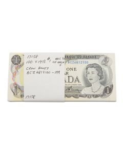 100 x Canada 1973 $1 consecutive notes Crow Bouey BCZ6812100-99 UNC/CH UNC+