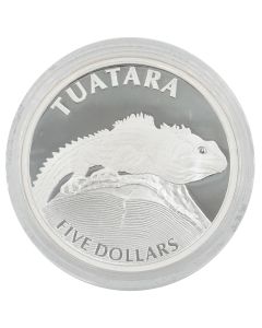 2007 New Zealand $5 Tuatara Silver Frosted Proof Coin .999 Fine Silver