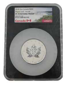 2018 Canada $50 3oz Silver Maple Leaf Incuse PF70 Reverse Proof NGC