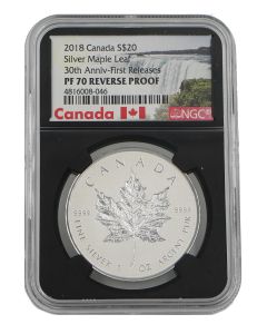 2018 Canada $20 Silver Maple Leaf PF70 Reverse Proof NGC 30th Anni First Release