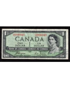 1954 Canada $1 dollar devils face note Coyne Towers D/A 6890940 nice VF