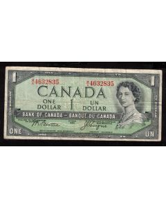1954 Canada $1 dollar devils face note Beattie Coyne M/A 4632845 VF