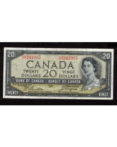 1954 Canada $20 dollar devils face note Beattie Coyne C/E 0241015 nice VF