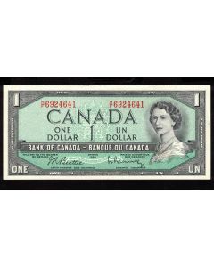 1954 Canada $1 banknote Beattie Rasminsky H/F 6924641 Choice UNC