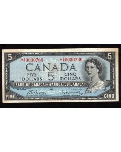 1954 Canada $5 replacement banknote Beattie Rasminsky *I/X 0030769 VF