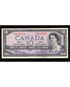 1954 Canada $10 banknote Beattie Rasminsky T/V 0215570 Choice AU/UNC