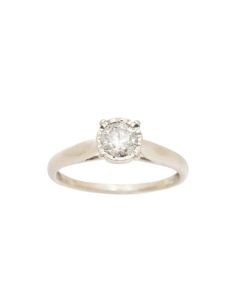 14K White Gold 0.65ct Diamond Engagement Ring Size 9