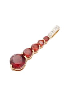 10K Yellow Gold Garnet and Diamond Pendant – 1.94 Carat Total Weight