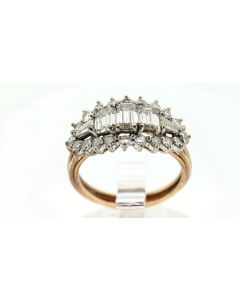 18K Yellow 14K White Gold Diamond Cluster Ring 1.92 CTW