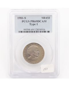 1981-s Susan B Anthony SBA 1$ PCGS PR69 Deep Cameo Type 1 