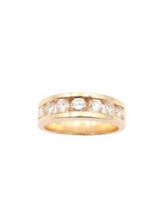 1.28ct 7 diamonds SI-2 G/H 14K yellow gold ring Size-9