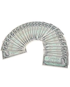 30x 1967 Canada $1 banknotes Prefix-G/P H/P R/O P/O F/P M/O N/O AU to UNC
