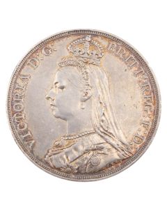 1890 Great Britain silver Crown nice a/EF