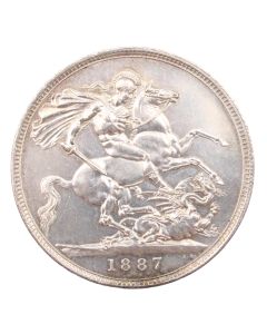 1887 Great Britain silver Crown Choice AU/UNC