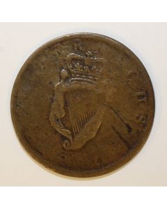 1830 Irish halfpenny Hibernicus Harp token 7.9 grams 28.28mm