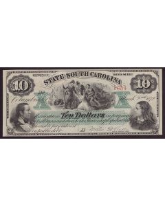 1872 State of South Carolina $10 nice Choice UNC
