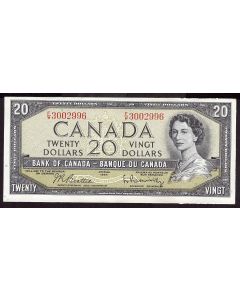 1954 Canada $20 banknote BC-41b F/W3002996 Choice AU