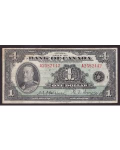 1935 Canada $1 banknote Osborne Towers A2582422 nice VF+