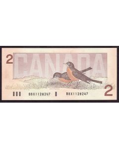 1986 Canada $2 banknote Theissen Crow small B BBX1128247 Choice UNC