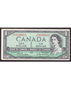 1954 Canada $1 dollar replacement note Beattie Rasminsky *O/Y0160815 nice AU