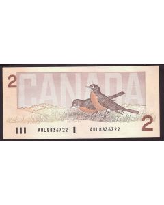 1986 Canada $2 banknote Thiessen Crow AUL8836722 UNC