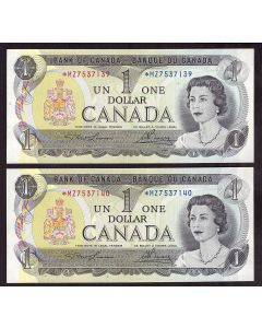 2x 1973 Canada $1 replacement banknotes Lawson 