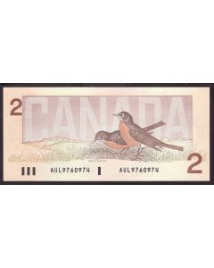 1986 Canada $2 banknote Thiessen Crow AUL9760974 Choice UNC+