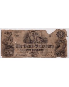 USA $2.00 The Bank of Salisbury March 4th 1852