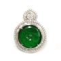 Burmese Jade & Diamond 18K White Gold Pendant