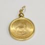 1/10 Oz 1984 22k Gold Krugerrand in 14k Bezel Pendant