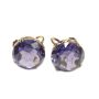 14 Karat Yellow Gold Earrings set with Alexandrite like Sapphire Crystals