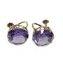 14 Karat Yellow Gold Earrings set with Alexandrite like Sapphire Crystals