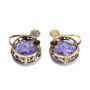 14 Karat Yellow Gold Earrings set with Alexandrite like Sapphire Crystals