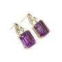 18 Karat Yellow Gold Earrings set with Amethyst and Diamonds
