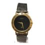Gucci 3001M Vintage Gold Black Face Watch Leather Band
