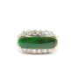 Burmese Jade & Diamonds 14K yellow gold ring 