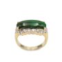 Burmese Jade & Diamonds 14K yellow gold ring 