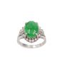 Burmese Jade and Diamonds Platinum ring 