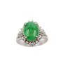 Burmese Jade and Diamonds Platinum ring 