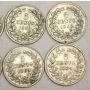 10x Netherlands 5 Cents silver coins 6x1850 1x1855 3x1869 10-coins 