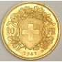 1947 B Switzerland 20 Franc Gold coin MS63