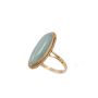 18K Yellow Gold Ladies Ring with Green Nephrite Jade – Size 8.5